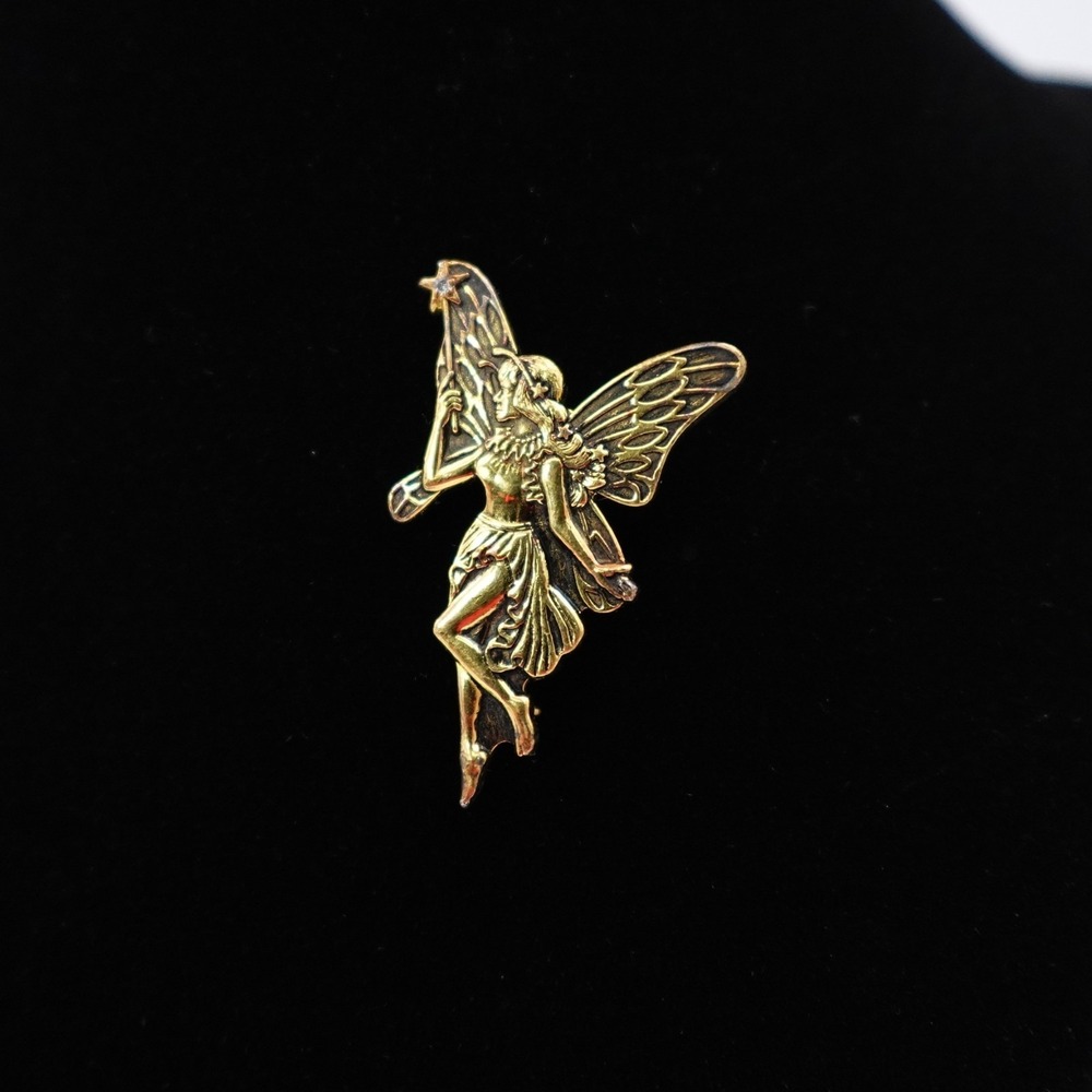 FM‎ 79 Fairy Brooch Gold Tone Whimsical Ethereal Mystical